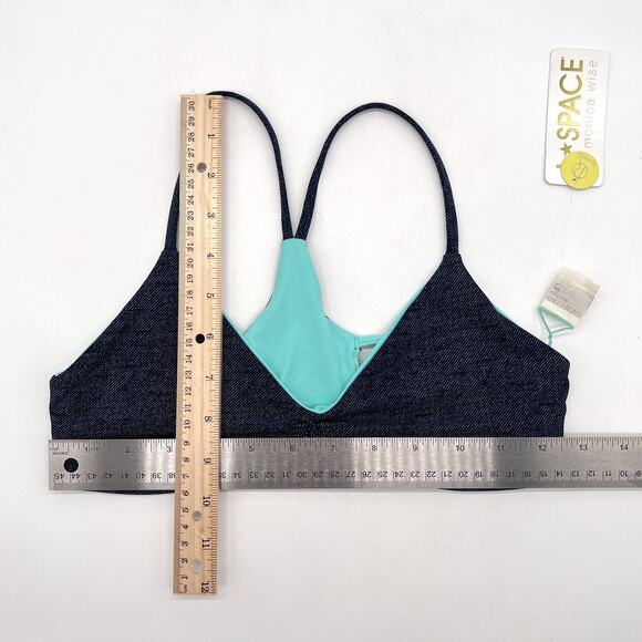 L SPACE Bikini Top Womens Small Blue Denim Reversible Southwestern Swim NWT - Picture 9 of 9